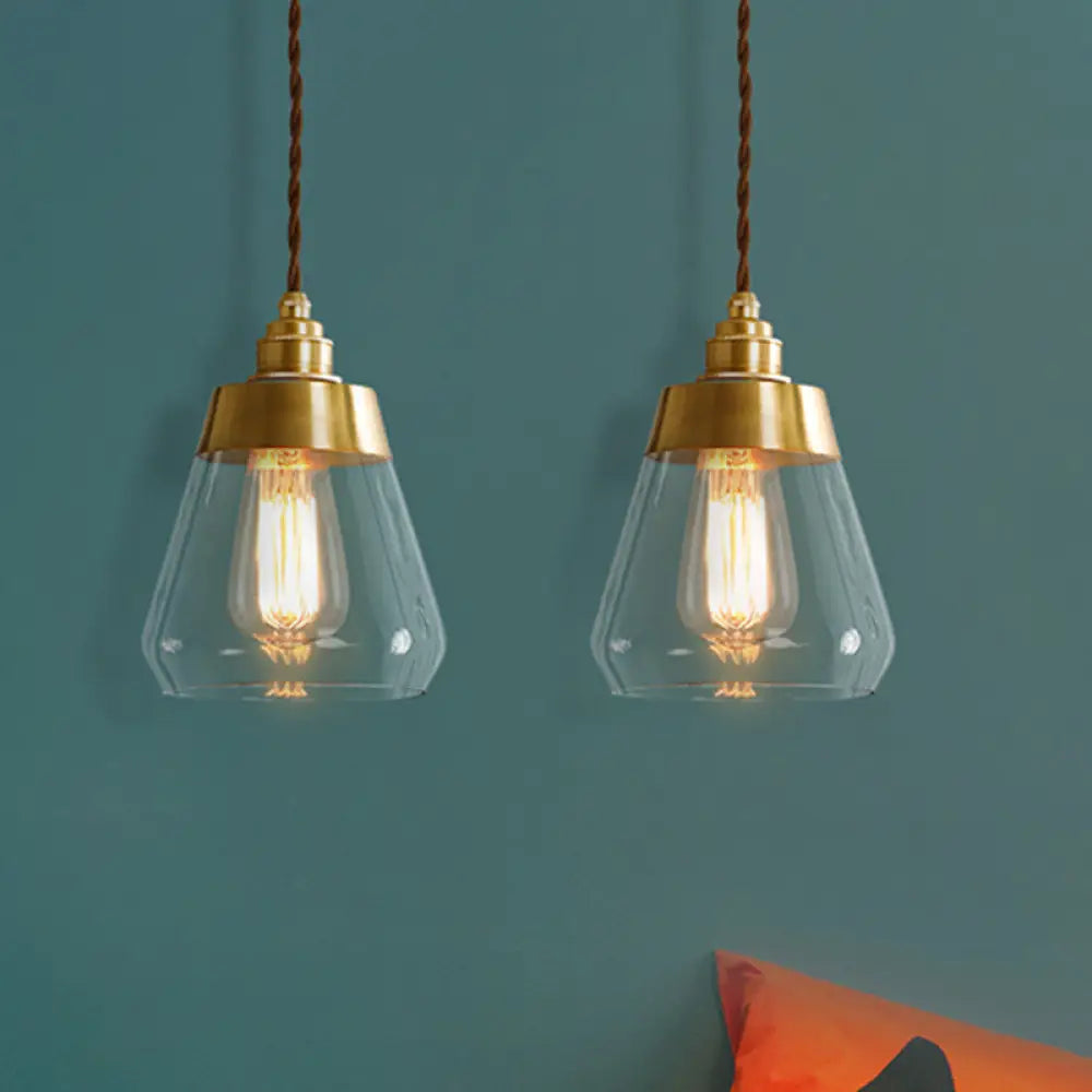 Opulent Multi Light Pendant - Elegant Gold Finish Clear Glass Tapered Design 2/3 Heads Round/Linear