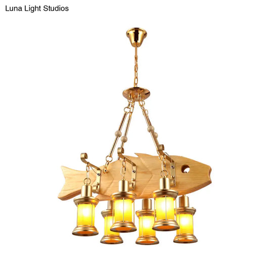 Orange Glass Island Pendant Light W/ Fish/Guitar Design - Farm Gold Kerosene Hanging Lamp Kit