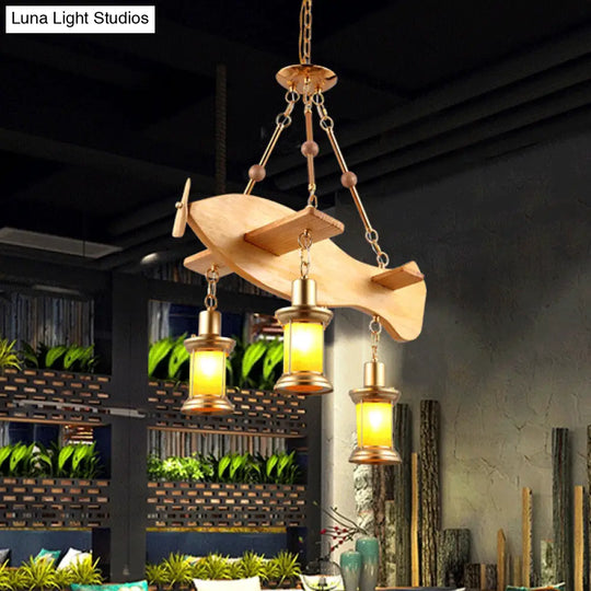 Orange Glass Island Pendant Light W/ Fish/Guitar Design - Farm Gold Kerosene Hanging Lamp Kit