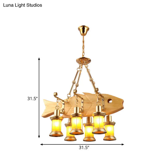 Orange Glass Island Pendant Light W/ Fish/Guitar Design - Farm Gold Kerosene Hanging Lamp Kit