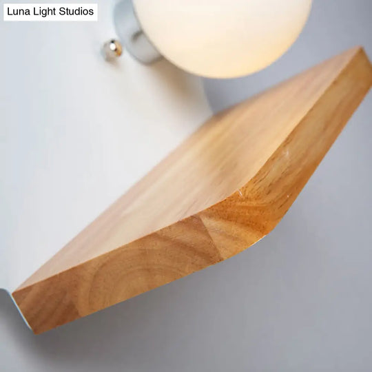 Orb Shade Cloud Wall Light: Stylish Wooden Sconce For Child Bedroom