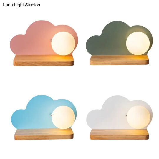 Orb Shade Cloud Wall Light: Stylish Wooden Sconce For Child Bedroom