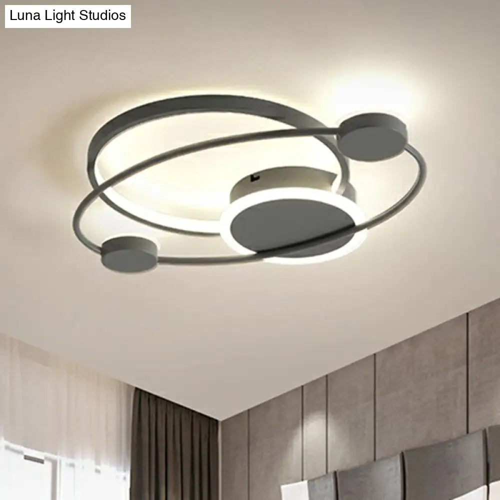 Orbit Acrylic Led Ceiling Light - Simple Flush Mount For Bedroom Grey / Small White