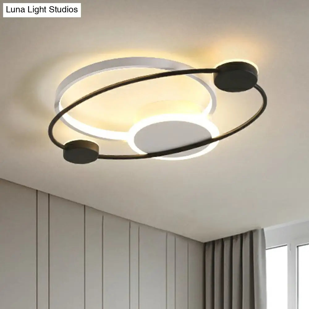 Orbit Acrylic Led Ceiling Light - Simple Flush Mount For Bedroom Black / Small Remote Control