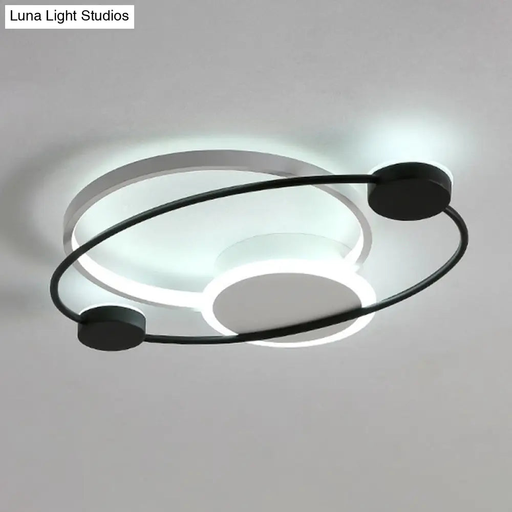 Orbit Acrylic Led Ceiling Light - Simple Flush Mount For Bedroom Black / Small White