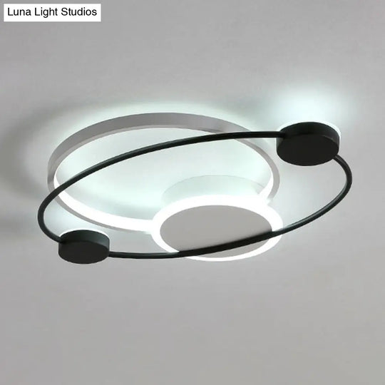 Orbit Acrylic Led Ceiling Light - Simple Flush Mount For Bedroom Black / Small White