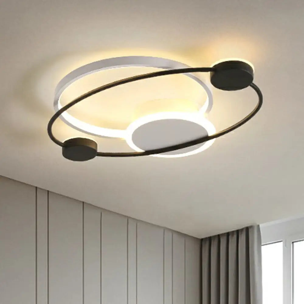 Orbit Acrylic Led Ceiling Light - Simple Flush Mount For Bedroom Black / Small Remote Control