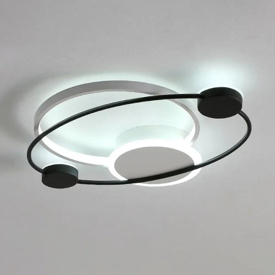 Orbit Acrylic Led Ceiling Light - Simple Flush Mount For Bedroom Black / Small White