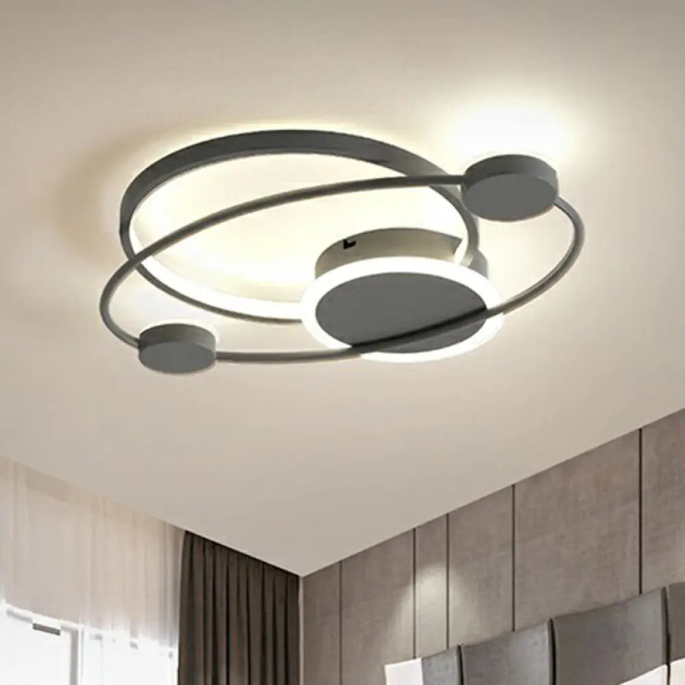 Orbit Acrylic Led Ceiling Light - Simple Flush Mount For Bedroom Grey / Small White