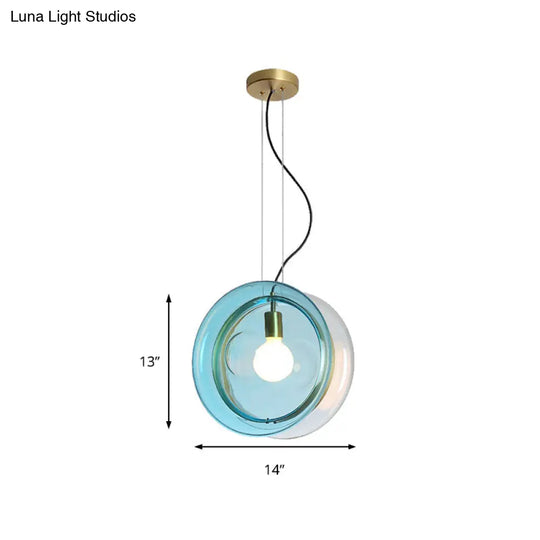 Orbit Corridor Hotel Glass Pendant Lamp With Single Head And Brass Ring