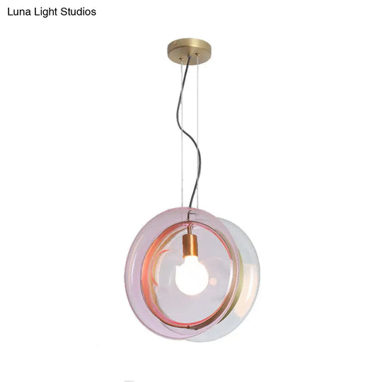 Orbit Corridor Hotel Glass Pendant Lamp With Single Head And Brass Ring