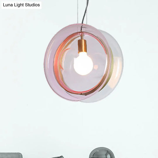 Orbit Corridor Hotel Glass Pendant Lamp With Single Head And Brass Ring