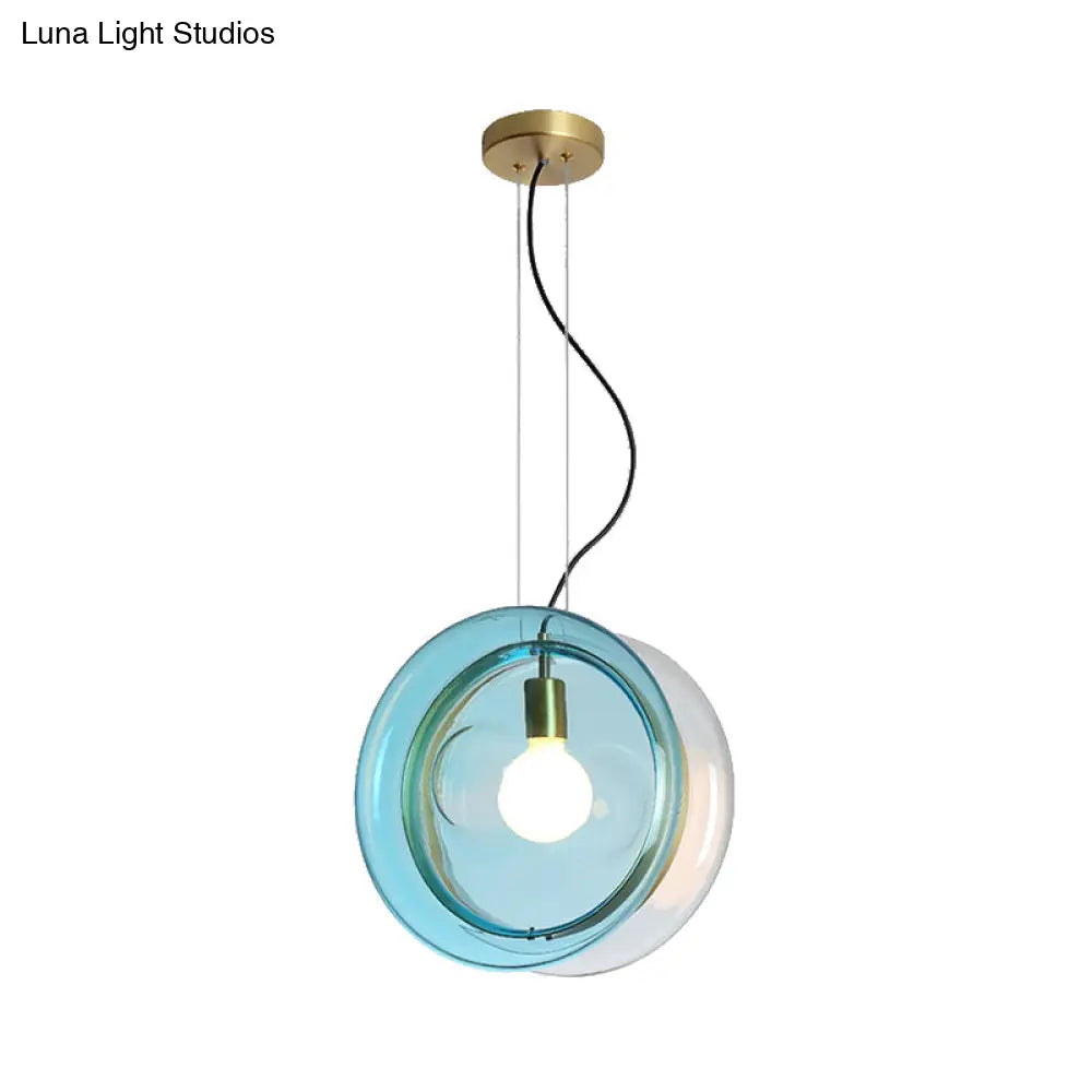 Orbit Corridor Glass Pendant Lamp With Brass Ring