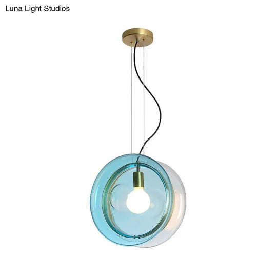 Orbit Corridor Hotel Glass Pendant Lamp With Single Head And Brass Ring