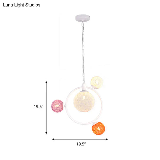 Orbit Glass Pendant Chandelier - Modern 4/7-Light Ceiling Fixture With Hanging Ring (Black/White)