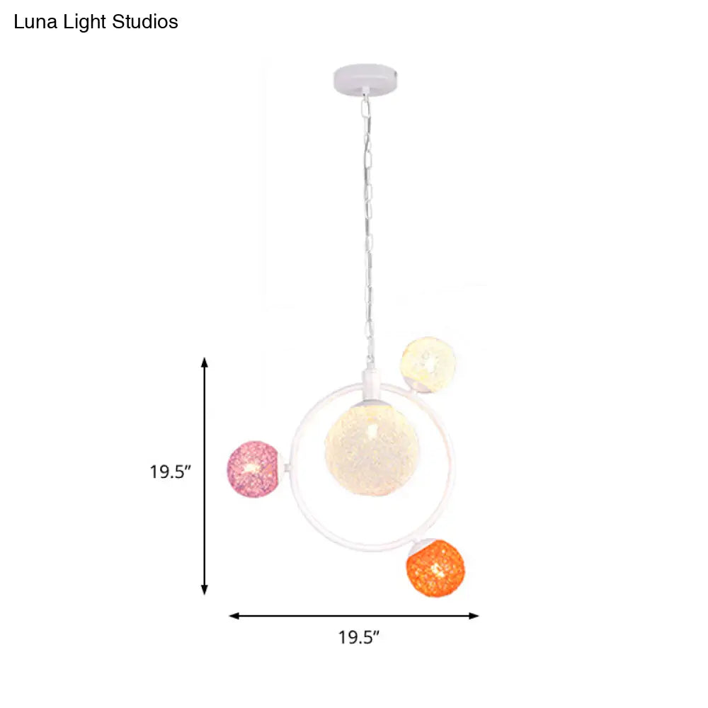 Orbit Glass Pendant Chandelier - 4/7-Light Ceiling Fixture With Black/White Hanging Ring