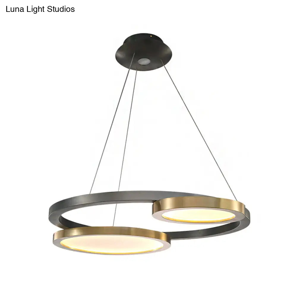 Modern Golden Orbit Metal Led Chandelier - Adjustable Hanging Light Fixture