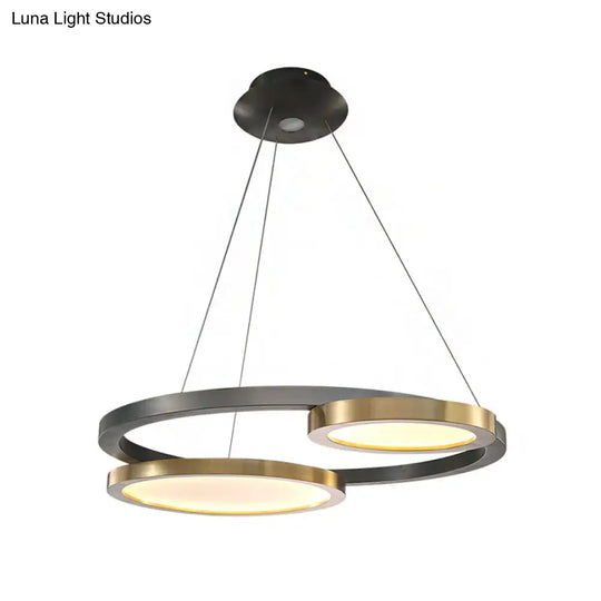 Modern Golden Orbit Metal Led Chandelier - Adjustable Hanging Light Fixture