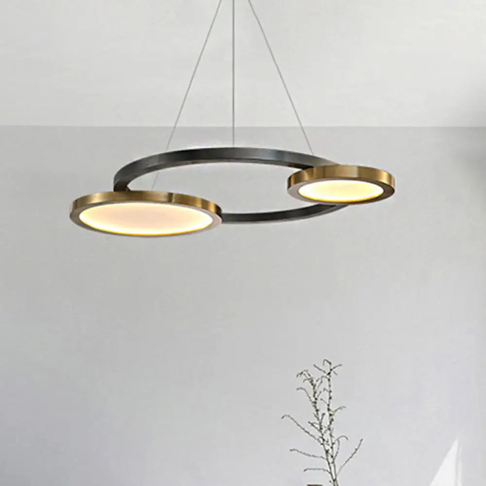 Orbit Metal Led Chandelier - Modern Golden Hanging Light With Adjustable Cord Gold