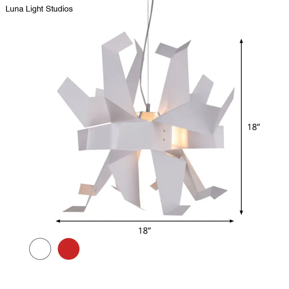 Origami Bird Pendant Lamp - White/Red Art Decor Hanging Light Fixture
