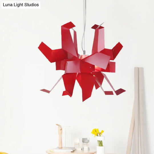 Origami Bird Pendant Lamp - White/Red Art Decor Hanging Light Fixture