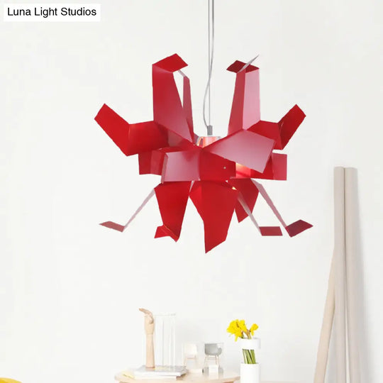 Origami Bird Pendant Lamp - White And Red Art Decor Light Fixture