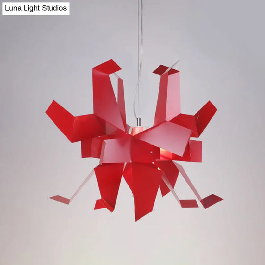 Origami Bird Pendant Lamp - White/Red Art Decor Hanging Light Fixture