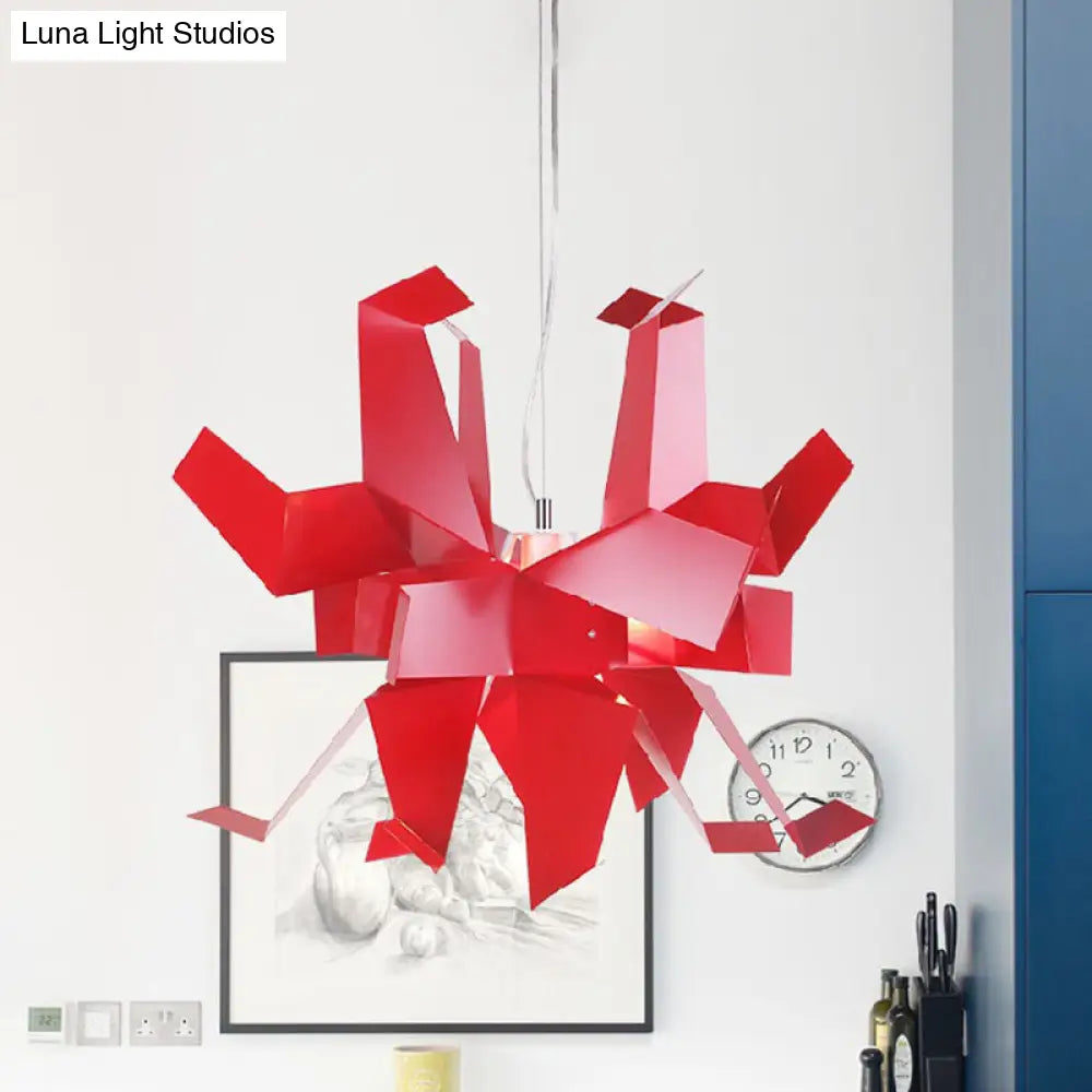 Origami Bird Pendant Lamp - White/Red Art Decor Hanging Light Fixture Red