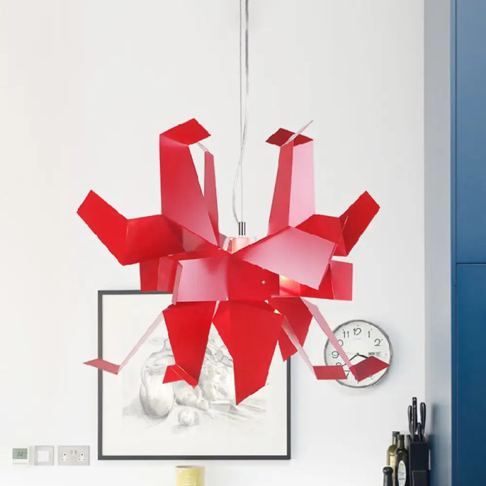 Origami Bird Pendant Lamp - White And Red Art Decor Light Fixture