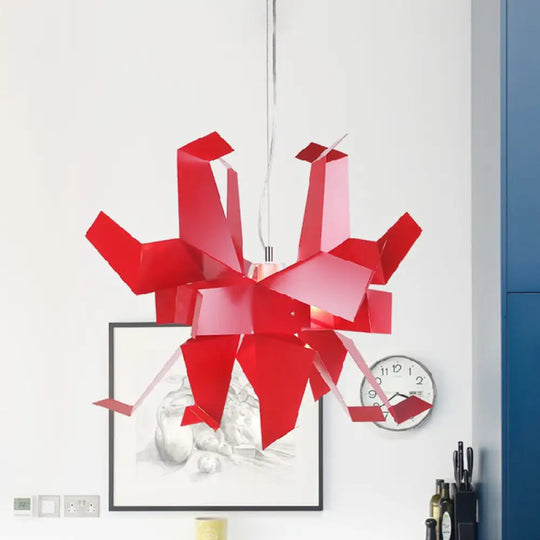 Origami Bird Pendant Lamp - White And Red Art Decor Light Fixture