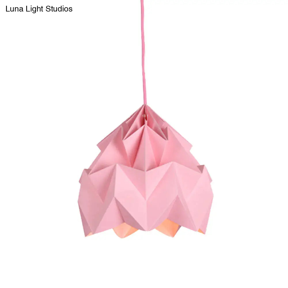 Origami Macaron Paper Ceiling Pendant Light - 9.5 Or 15 Diameter Pink/White/Green 1 Hanging Lamp Kit