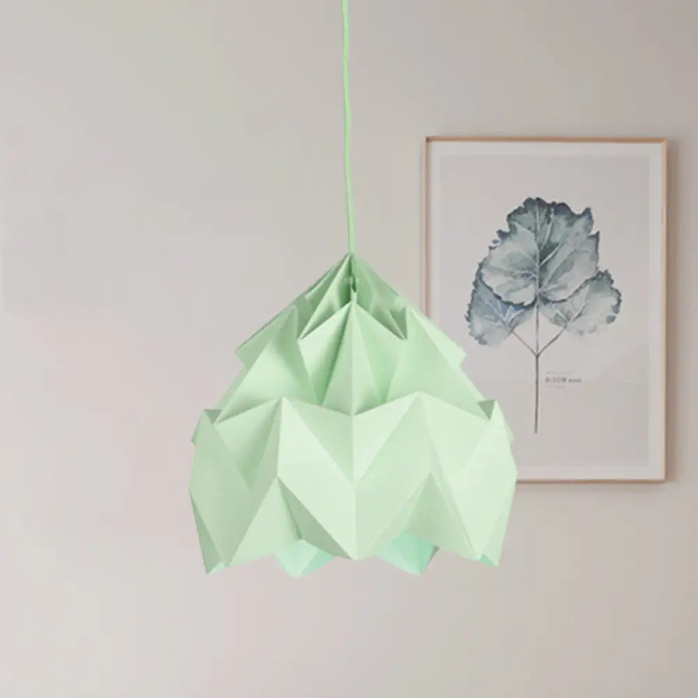 Origami Ceiling Pendant Light Macaron Paper 9.5’/15’ Dia 1-Light Hanging Lamp -