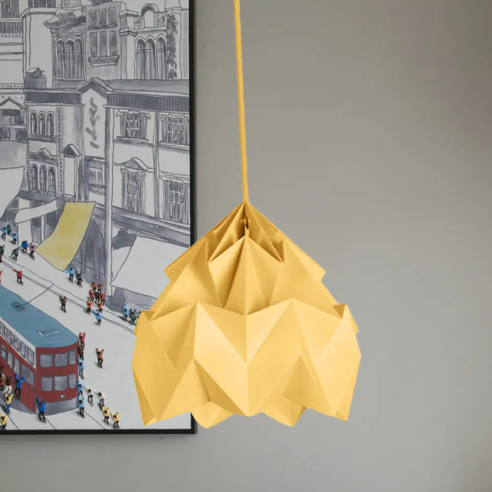 Origami Ceiling Pendant Light Macaron Paper 9.5’/15’ Dia 1-Light Hanging Lamp -