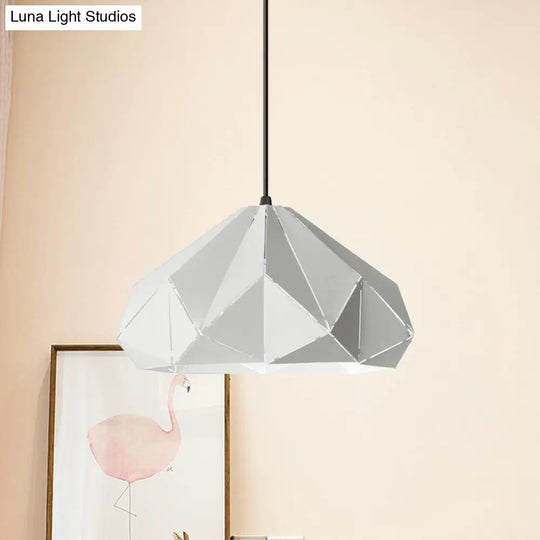 Origami Metal Pendant Light - Contemporary Hanging Ceiling (1 Light) In Blue/Pink/Yellow