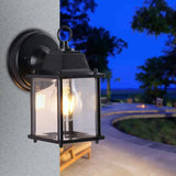 Outdoor Black Wall Mounted Sconce Lamp - Industrial Square Shade Clear Glass 1 Bulb