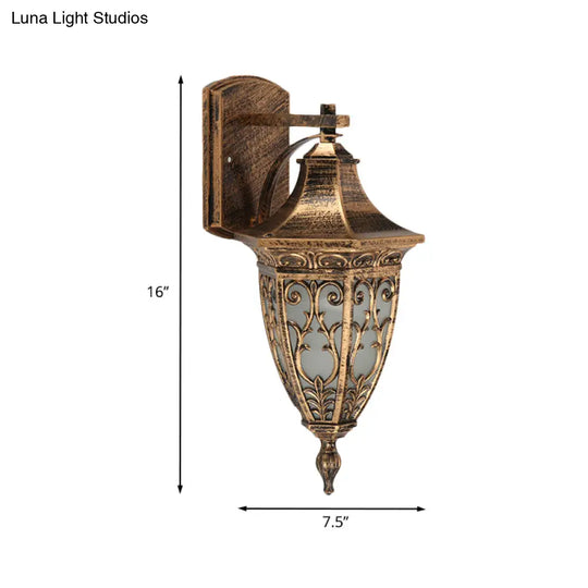 Outdoor Brass Aluminum Wall Lamp - Country Urn Shape Sconce Lighting With 1-Bulb Fixture