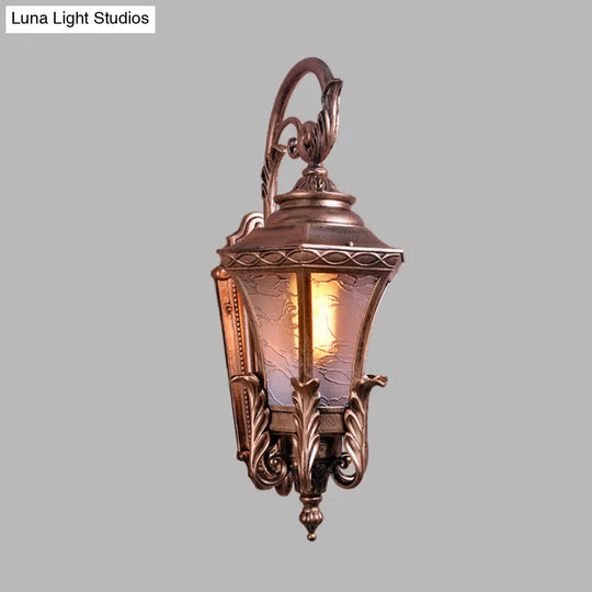 Outdoor Brass Wall Sconce With Lodges Textured Glass Urn Shape