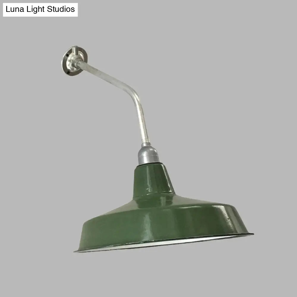 Outdoor Farmhouse Iron Wall Sconce With Bend Arm - 12/14 Wide Green Barn Finish 1 Bulb