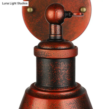 Outdoor Farmhouse Style Wrought Iron Wall Lamp: Black/Rust 1 Head Adjustable Sconce Light