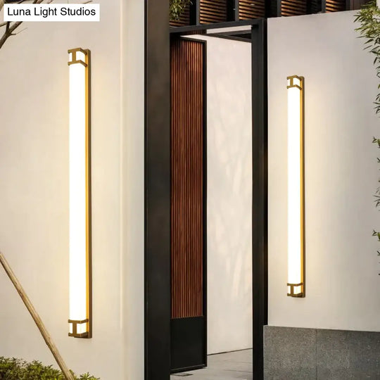 Outdoor Wall Lamp Ip65 Waterproof Led Long Lights Garden Villa Porch Sconce Light Gold Black 110V