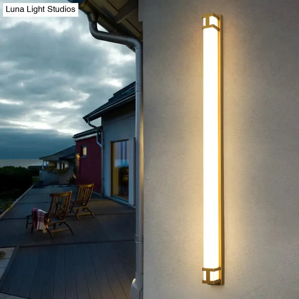 Outdoor Wall Lamp Ip65 Waterproof Led Long Lights Garden Villa Porch Sconce Light Gold Black 110V