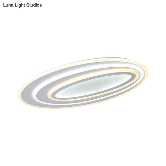 Oval Acrylic Led Flushmount Light - 19.5/23.5/31.5 Wide Bedroom Ceiling Lamp In Warm/White