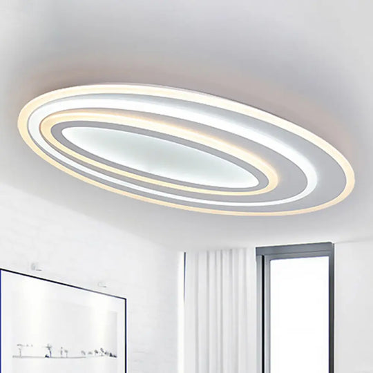 Oval Acrylic Led Flushmount Light - 19.5’/23.5’/31.5’ Wide Bedroom Ceiling Lamp In Warm/White