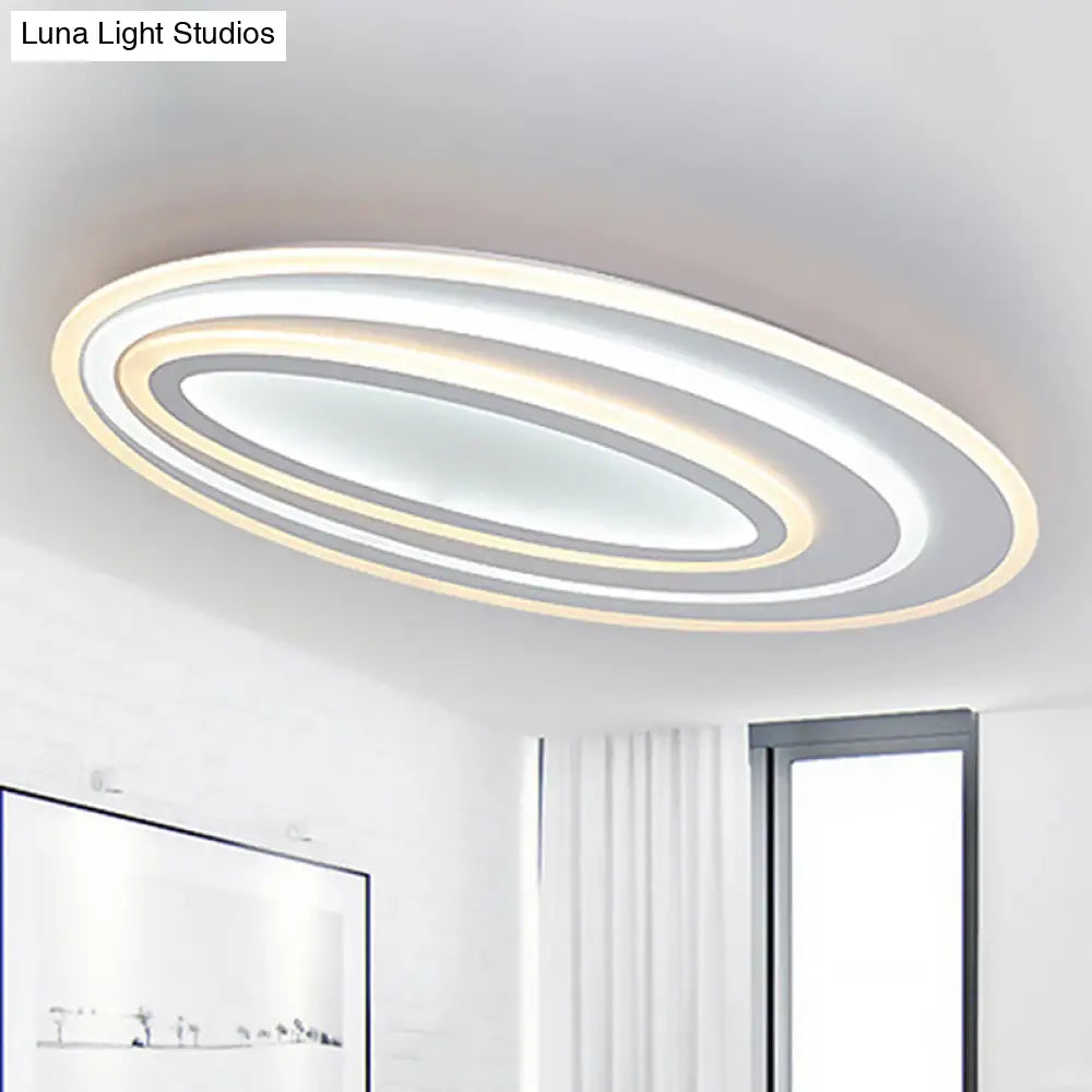 Oval Acrylic Led Flushmount Light - 19.5/23.5/31.5 Wide Bedroom Ceiling Lamp In Warm/White White /