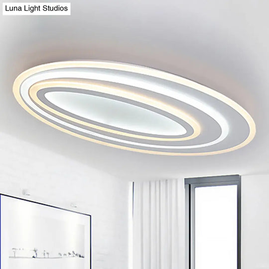 Oval Acrylic Led Flushmount Light - 19.5/23.5/31.5 Wide Bedroom Ceiling Lamp In Warm/White White /