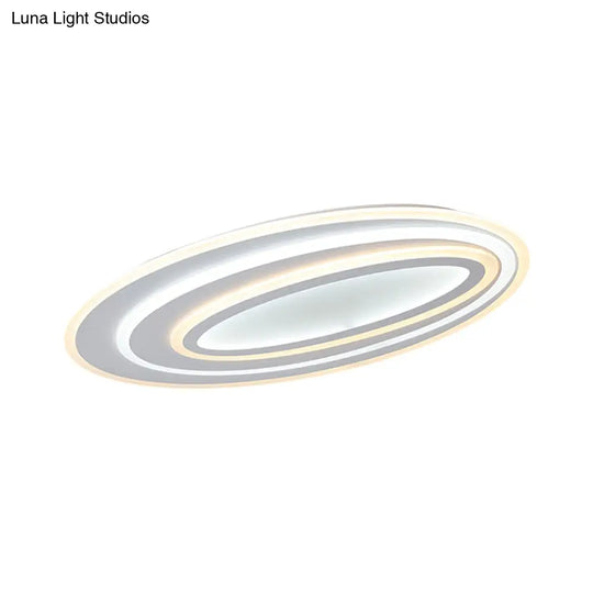 Oval Acrylic Led Flushmount Light - 19.5’/23.5’/31.5’ Wide Bedroom Ceiling Lamp In Warm/White