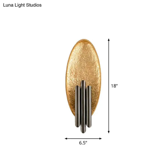 Oval Sconce Fixture: Simplicity 2-Light Metal Wall Mount Lamp For Living Room With Tube Shade