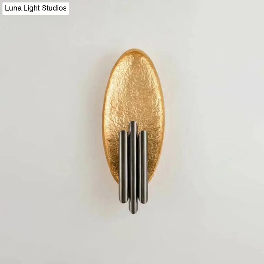 Oval Sconce Fixture: Simplicity 2-Light Metal Wall Mount Lamp For Living Room With Tube Shade