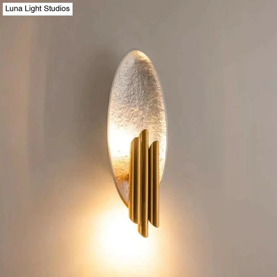 Oval Sconce Fixture: Simplicity 2-Light Metal Wall Mount Lamp For Living Room With Tube Shade