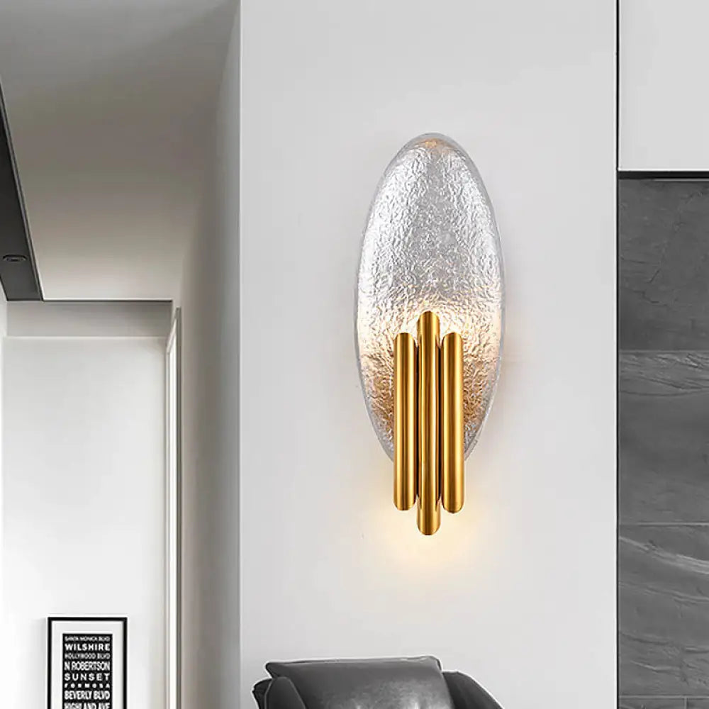 Oval Wall Sconce Lighting - Postmodern Led Resin Fixture Silver/Gold Finish 18 Height Silver